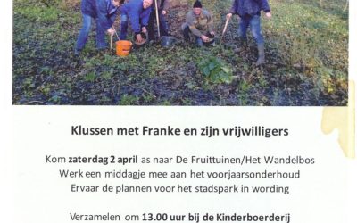 Buurtflyer Stadspark Hoofddorp: 25-3-2016: Klussen met Franke en zijn vrijwilligers