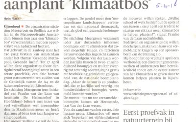 H’meer editie H’lems Dagblad: 5-4-2016: Vrijwilligers gezocht voor aanplant klimaatbos