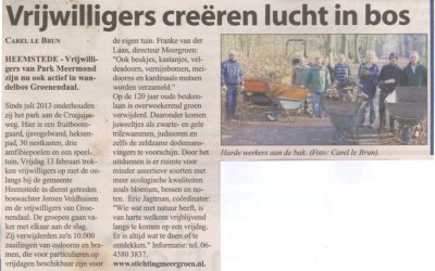 Heemsteedse Courant: 18-2-2015: Vrijwilligers creëren lucht in bos