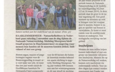 Witte Weekblad: 16-10-2013: Onderhouden natuur vraagt  om helpende hand